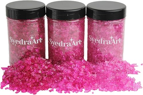 Miniatura 105 de Syedra - Juego de 3 piezas de vidrio triturado para manualidades, arte de resina, piezas de espejo de color triturado, 1 libra (amarillo)