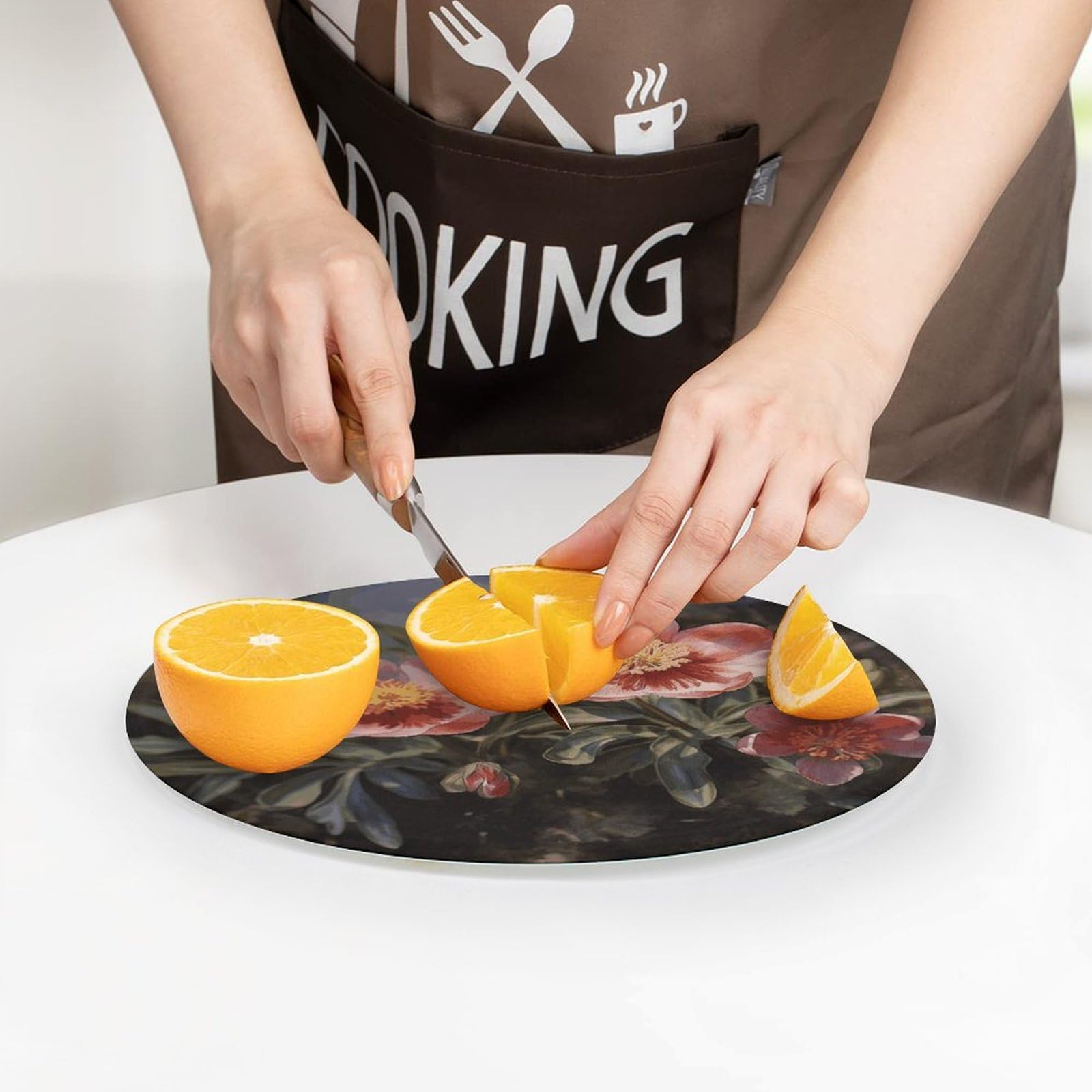 Tagliere rotondo con fiore primaverile, facile da pulire, taglieri per cucina di grandi dimensioni 7,9, taglieri essenziali da cucina, comodo per carne e verdure