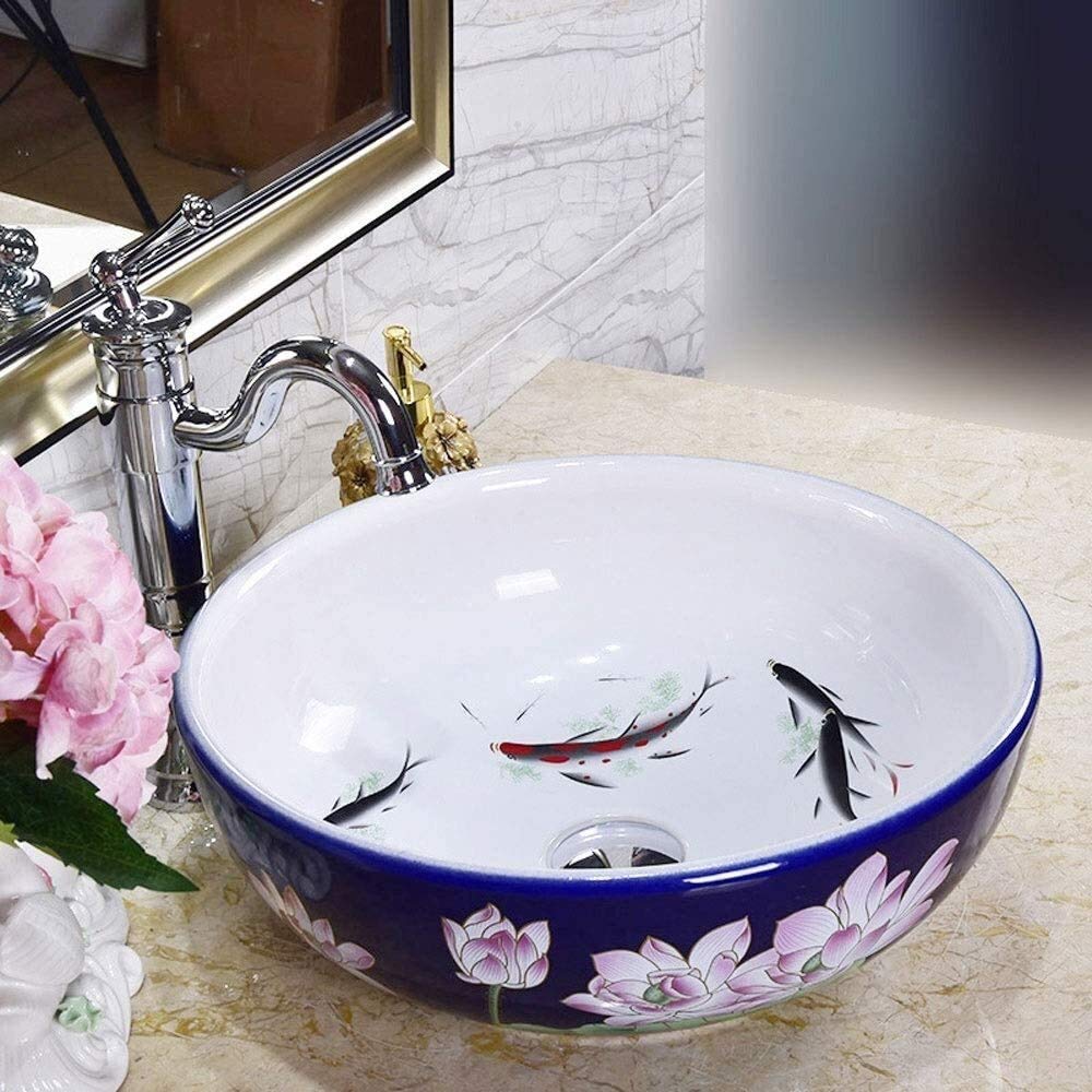 青花磁 陶器の洗面器 手洗い 便利・使いやすい 楽天市場】洗面ボウル 陶器 おしゃれ 置き型 排水金具セット