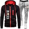 Mens Tracksuit Sets Letter Print Full Zip Jogging Sports Gym Suit 2 Piece Athletic Swimsuits Hooded Sweatshirt and Sweatpants 2 Piece Sweatshirt and Joggers
