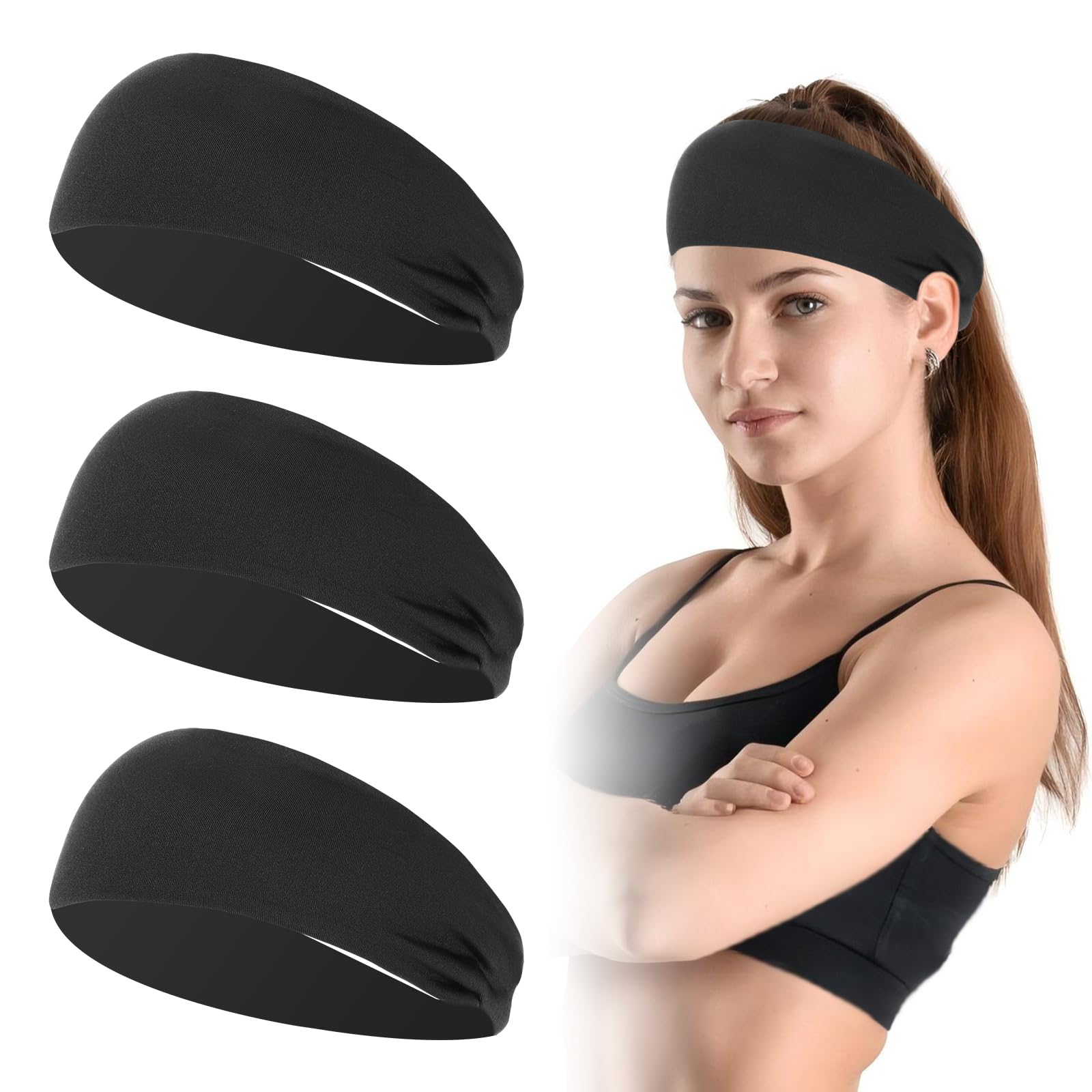 Diademas deportivas para mujer, absorbe la humedad, elegante, cómoda y elástica, antideslizante, deportes, yoga, artículos esenciales para correr, absorción de sudor y secado rápido