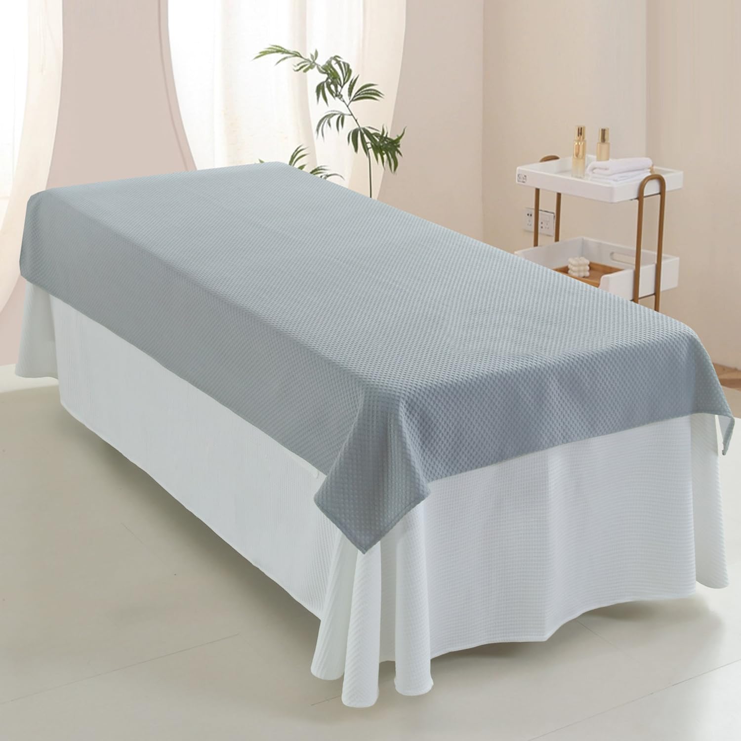 LDLCYCN ,A/grey(N),120 * 210cm, Premium Reusable Massage Table Bed Sheets With/Without Face Hole Soft Lash Bed Sheet Professional Massage Linens Dustproof Spa Bed Cover Massage Spa Couch Cover