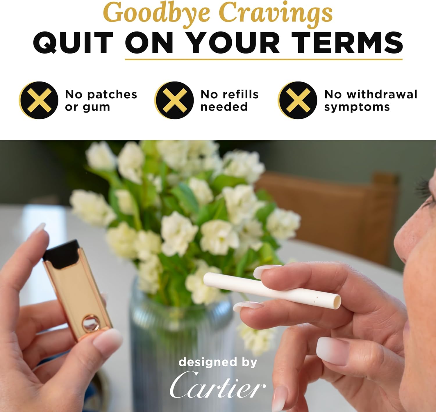 Stop Smoking Aid that Works, Quit Smoking in Just 8 Weeks, Compact Advanced Smoking Cessation Product & Quit Smoking Tool by Filtrim, Gold Finish (2.5 x 1.2 x 0.3 Inches)