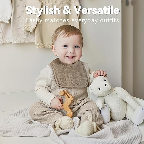 Miniatura 2 de Baberos de muselina para bebés para niños y niñas, baberos de algodón para babeo, baberos ajustables para recién nacidos para babeo y dentición