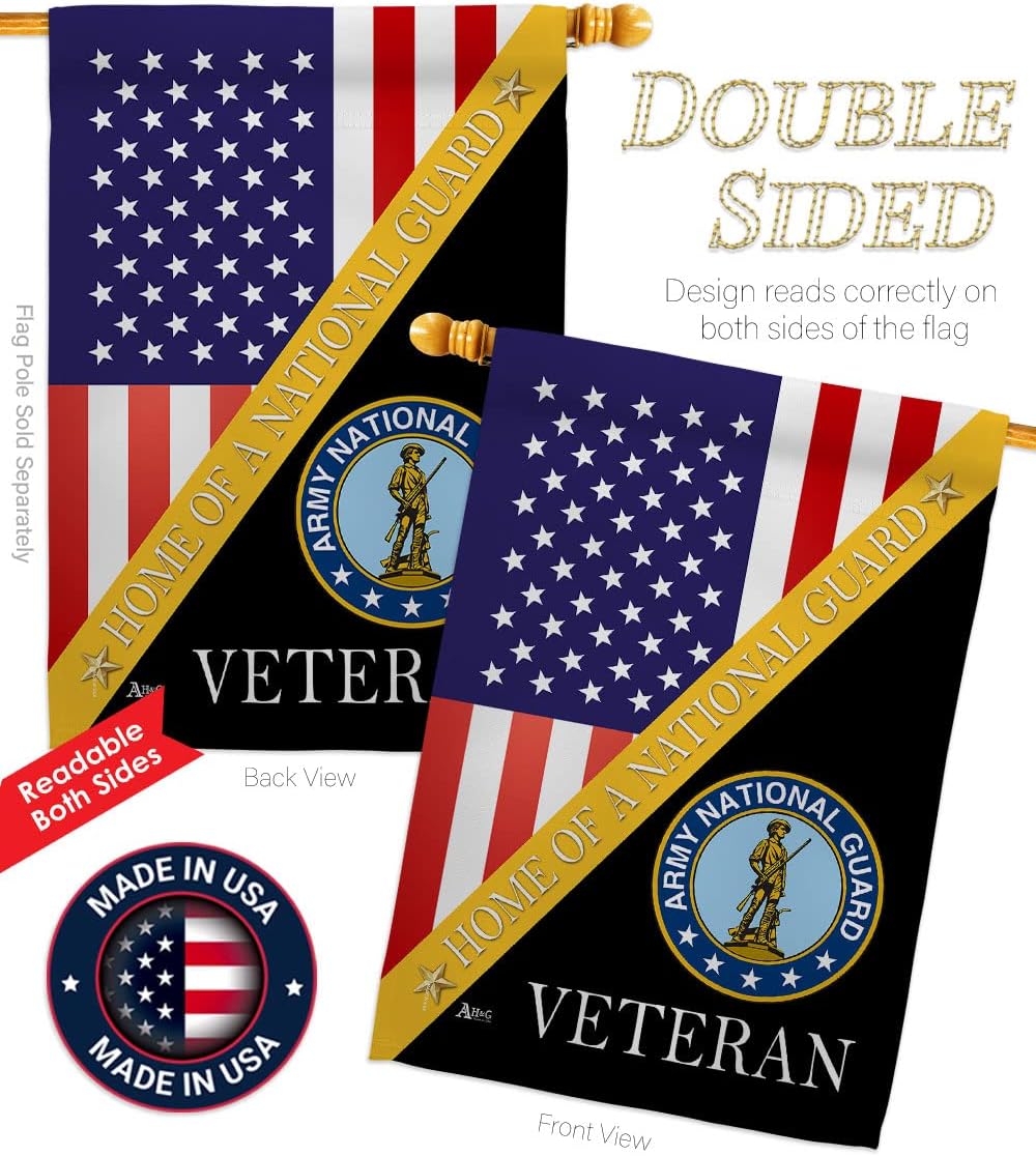 Home of Army National Guard Garden House Flag - Set Armed Forces ANG United State American Military Veteran Retire Official - Decoration Banner Small Yard Gift Double-Sided Made in USA 28 X 40