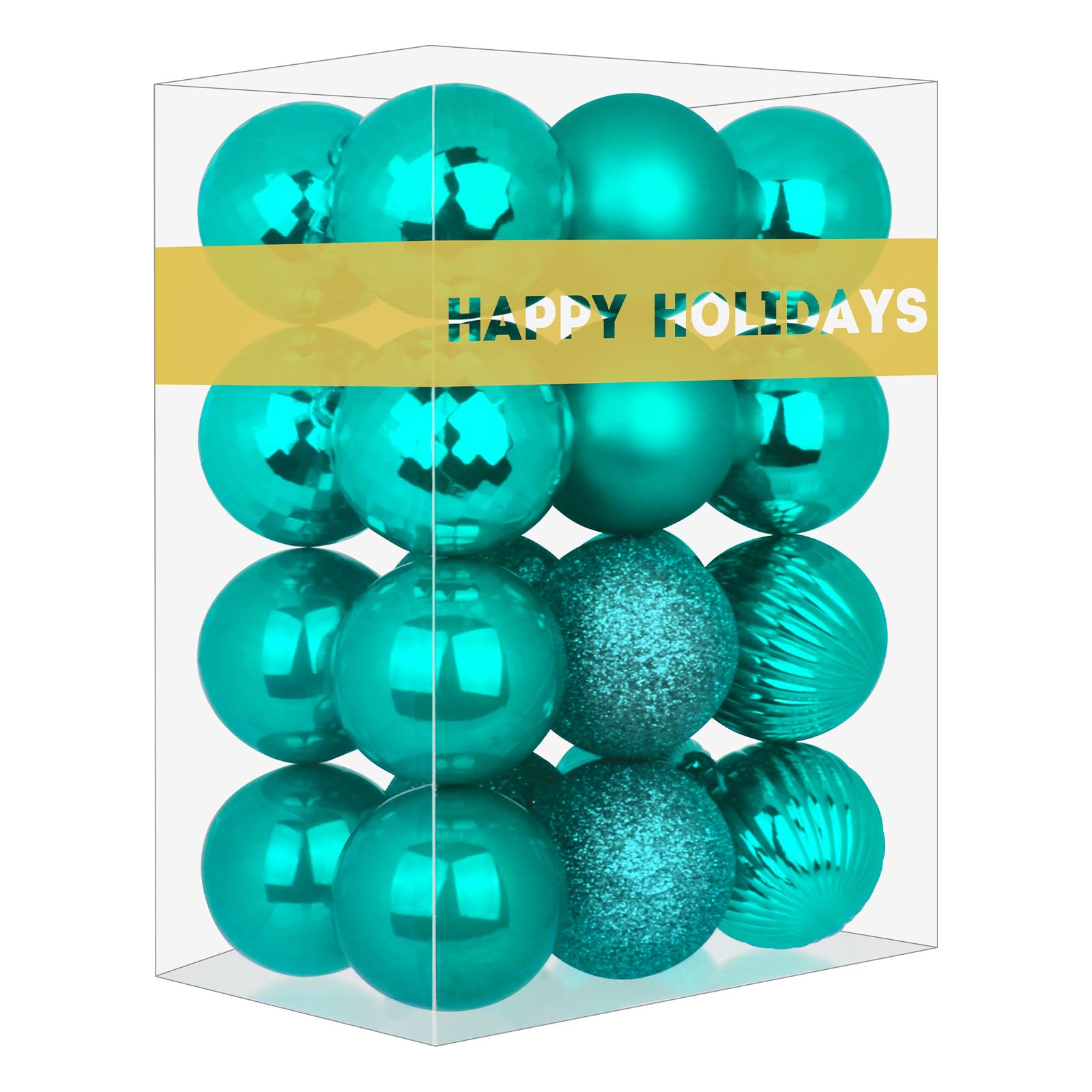 Teal 2.5-inch shatterproof Christmas ball ornaments on a tree, showing glossy finish. | Mubboo
