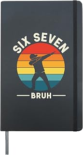 Six Seven Bruh 6 7 Meme Gen Alpha Slang Dabbing Viral Hardcover Journal, Black