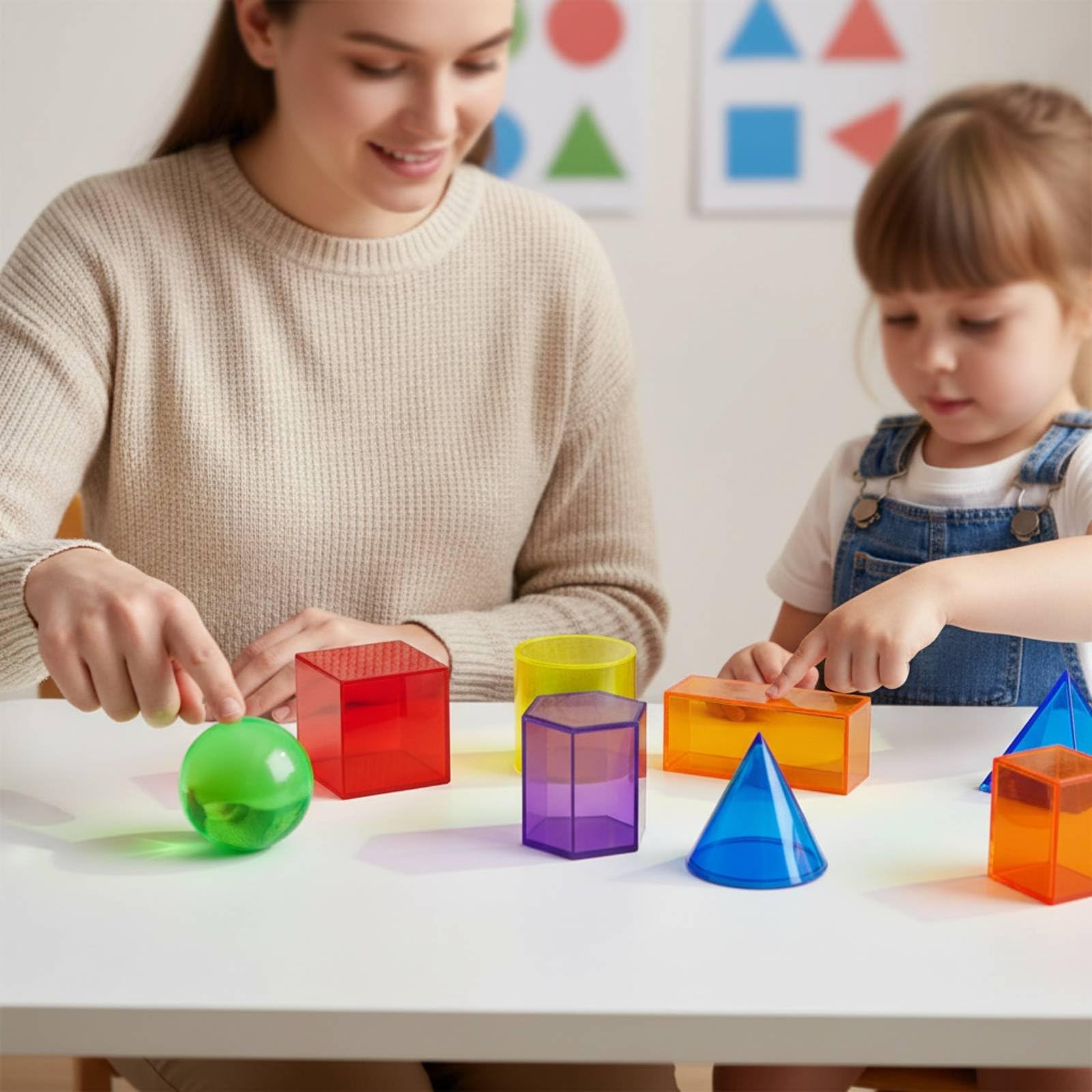 predolo 1 Sólidos Geométricos Transparentes Transparente Set de Formas Geométricas 3D Manipulativo Matemático Figuras Geométricas Huecas para Maestros, 5CM, 12PCS Bolsa OPP