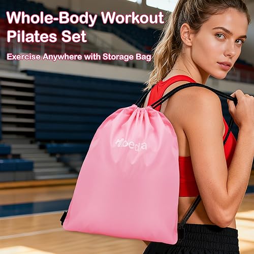 Miniatura 8 de Hoedia Kit de pilates para mujer, equipo de pilates con anillo y pelota con bandas de resistencia, correa de yoga, deslizadores de núcleo,