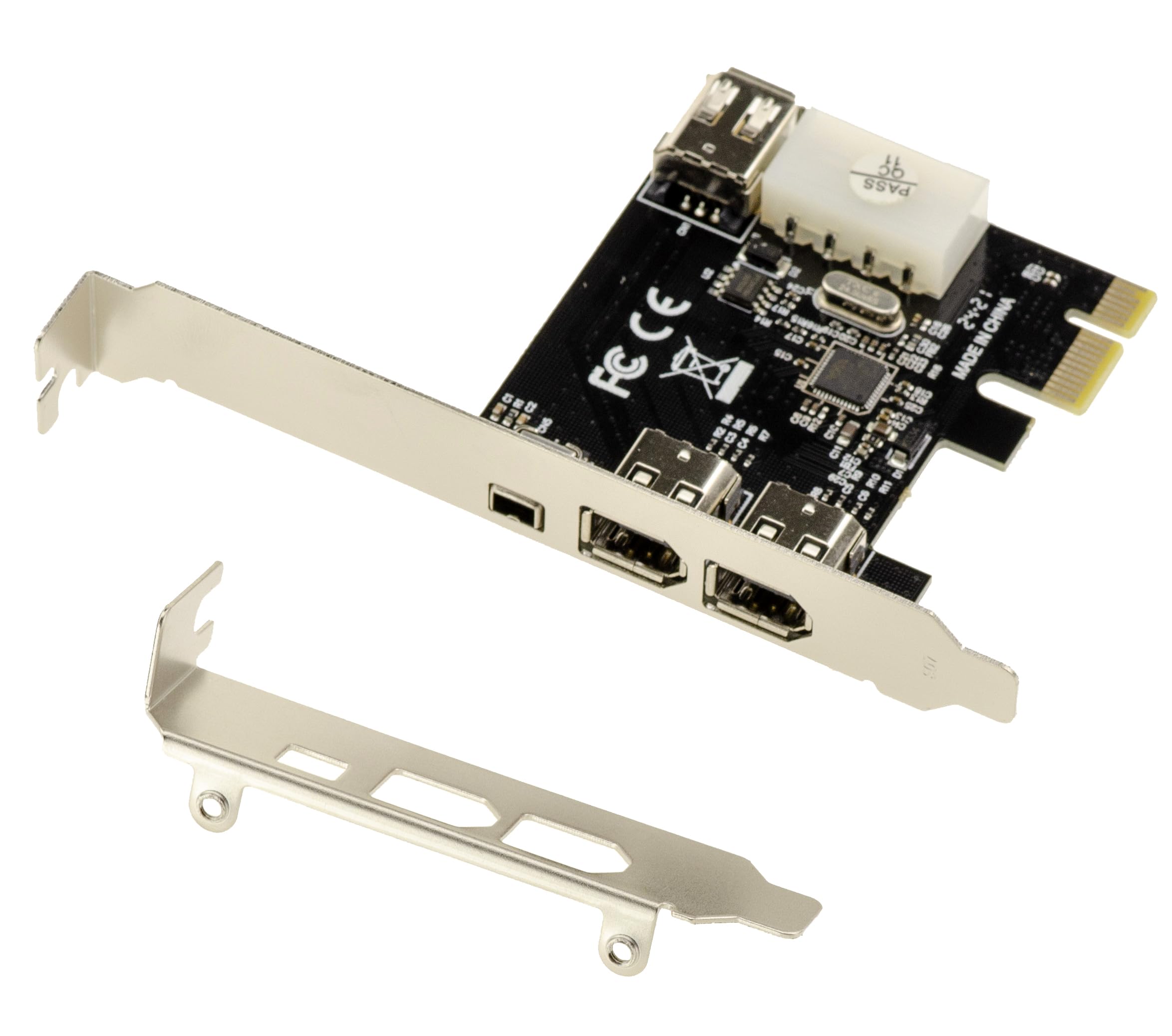 KALEA-INFORMATIQUE Karta kontrolera PCI Express PCIe do FireWire 400 IEEE1394a 2+1 porty 6 punktów i 4 punkty z chipsetem Via VT6315. z kablem Ilink i uchwytami o niskim i wysokim profilu