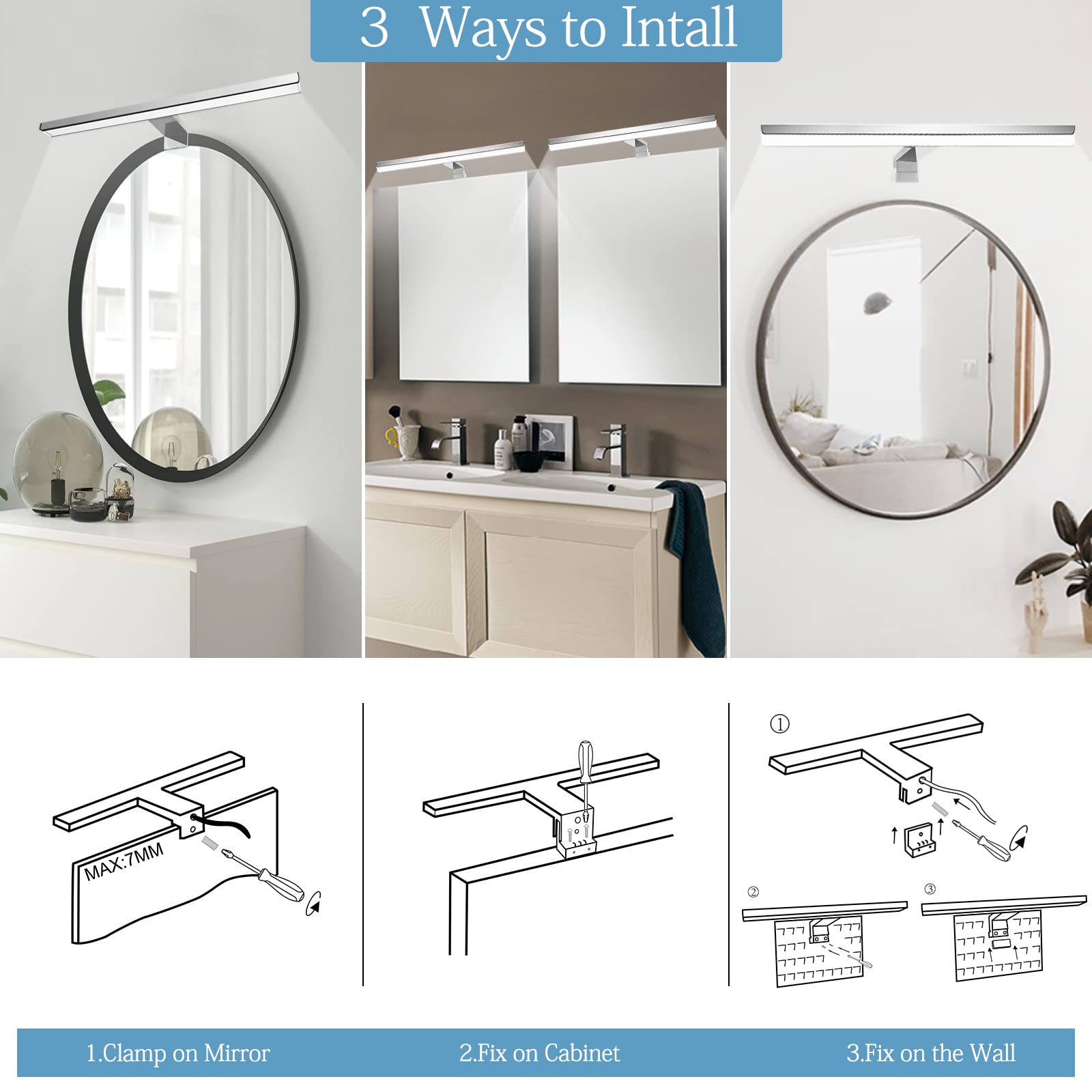 Lampada LED Da Specchio Bagno 40cm Dimmerabile Con Telecomando - IP44 - Foto 3