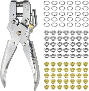 3/16 Inch Eyelet Hole Punch Pliers Metal Eyelets Kits with 300Pcs Silver & Gold Metal Grommet Eyelets Sets for Leather Crafts Fabric Clothes Decorative Repair