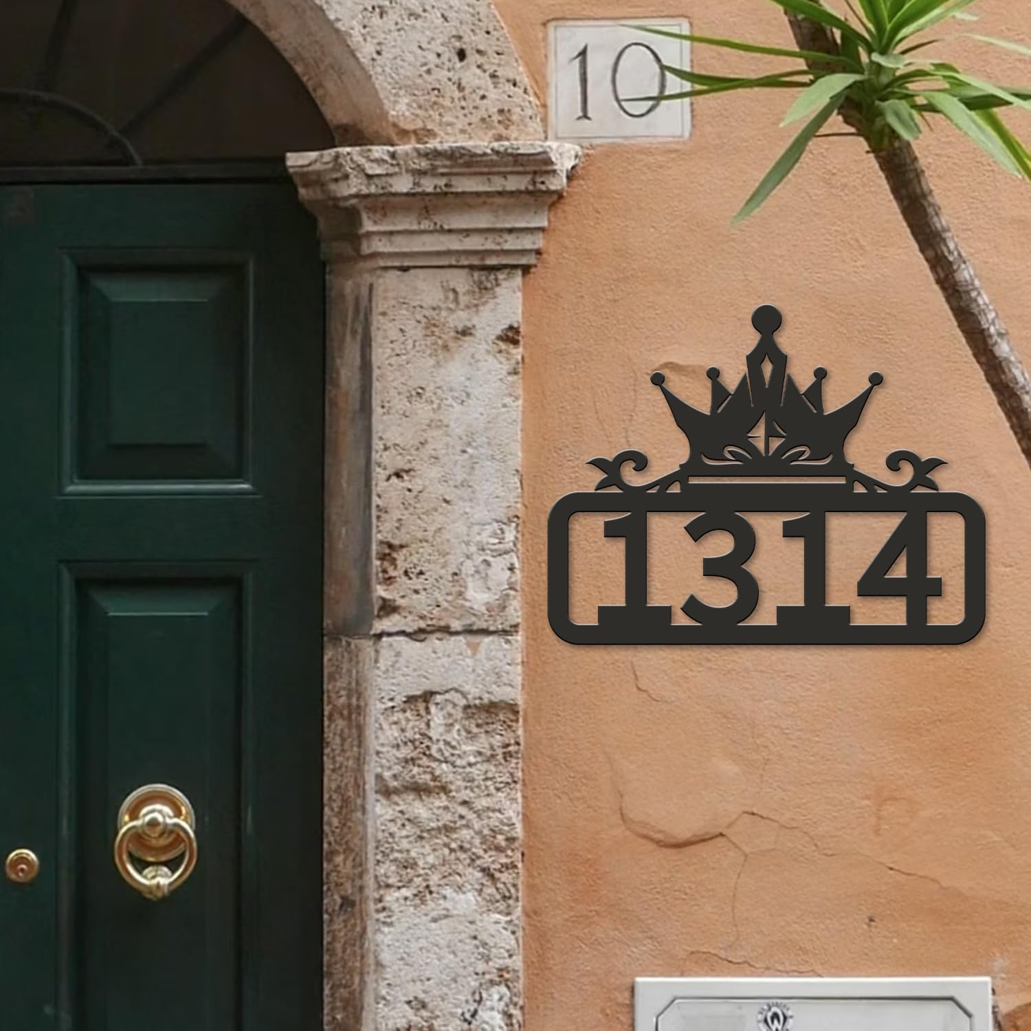 Personalized Custom Black Crown House Number Sign, Custom Crown Metal Address Plaque, Office Decor, Rustic Cabin Art, Outdoor Yard Home Display (Style-2)