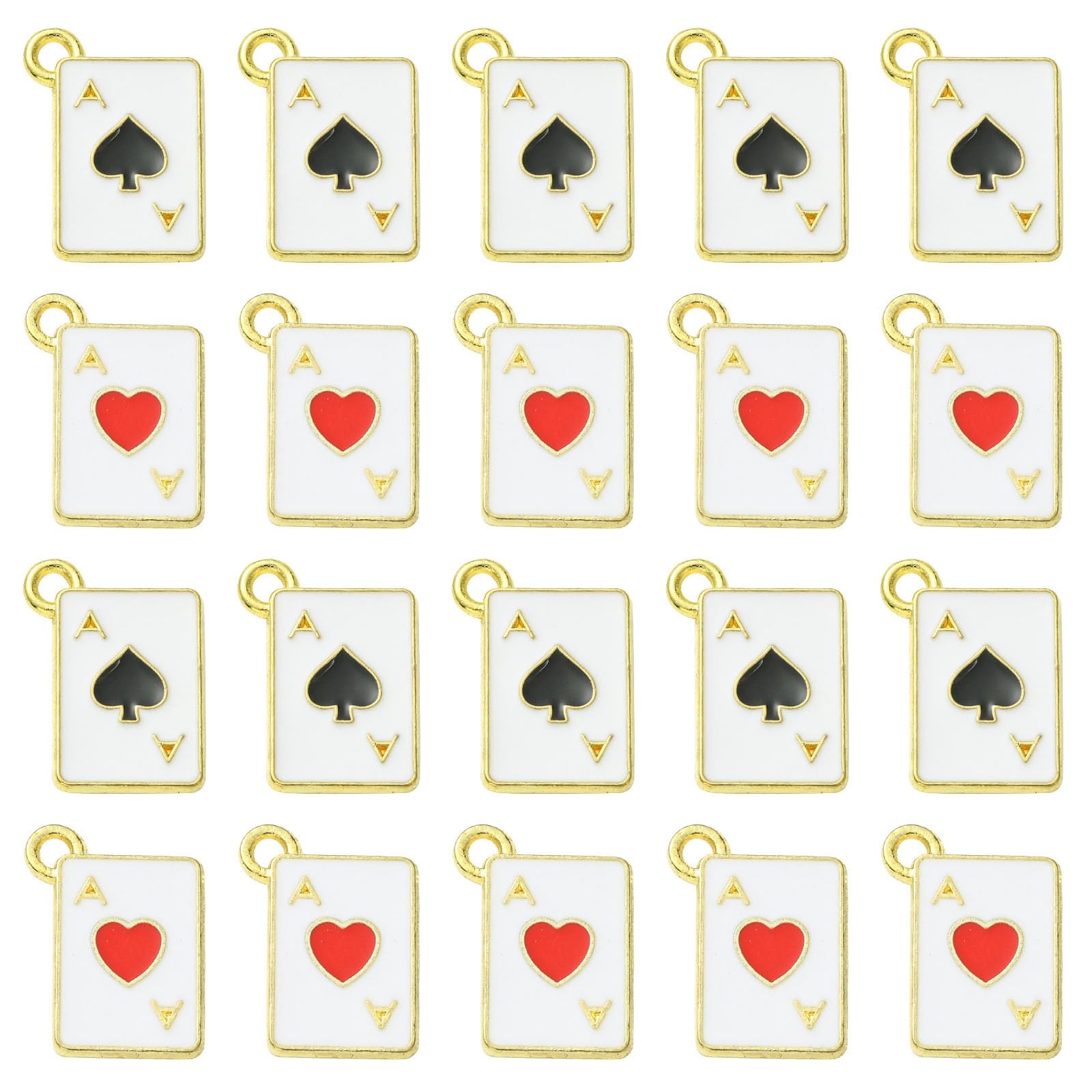 Stiesy 40 Pcs Spade Heart Poker Charms Rectangle with Playing Card Pendant Charm for Keychain DIY Jewellry Making Craft — image 1