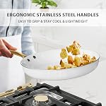 Ensemble de cuisine en céramique, VONIKI 16 Pcs Pots et casseroles ensemble non-bâton, Ensemble d'articles de cuisine avec des ustensiles de cuisine, Ensemble de produits de cuisine non-toxic Pan or blanc ensemble pour le four de cuisine & Lave-vaisselle Coffre-fort, Cadeau