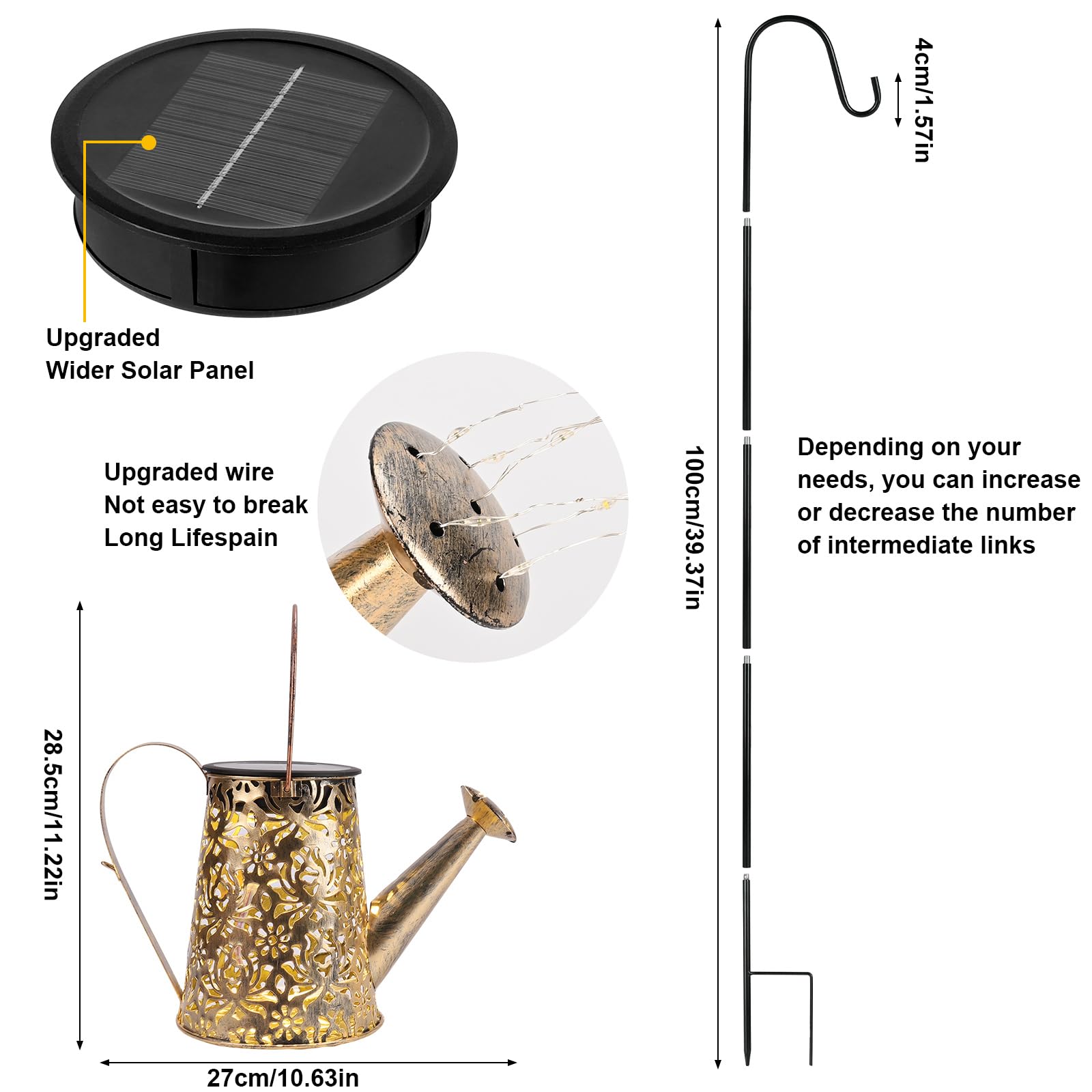 thumbnail: GuKKK Gieter LED Licht Op Zonne-energie – Waterdicht, Met Herdershaak Voor Tuin Of Terras