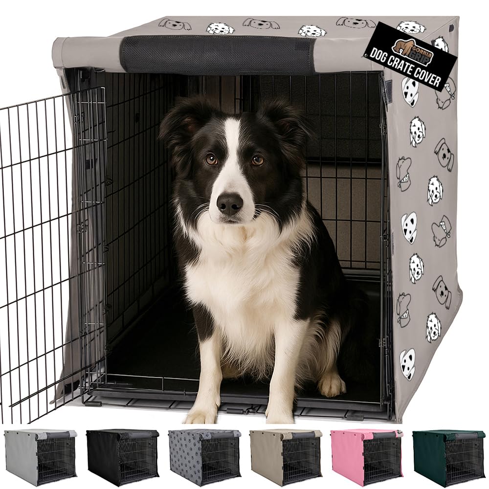 GORILLA GRIP Dog Crate Covers Compatible with Amazon Basics Crates, All Sides Open, Privacy Cover Fits 36" Wire Kennel, Breathable Mesh Windows, Light