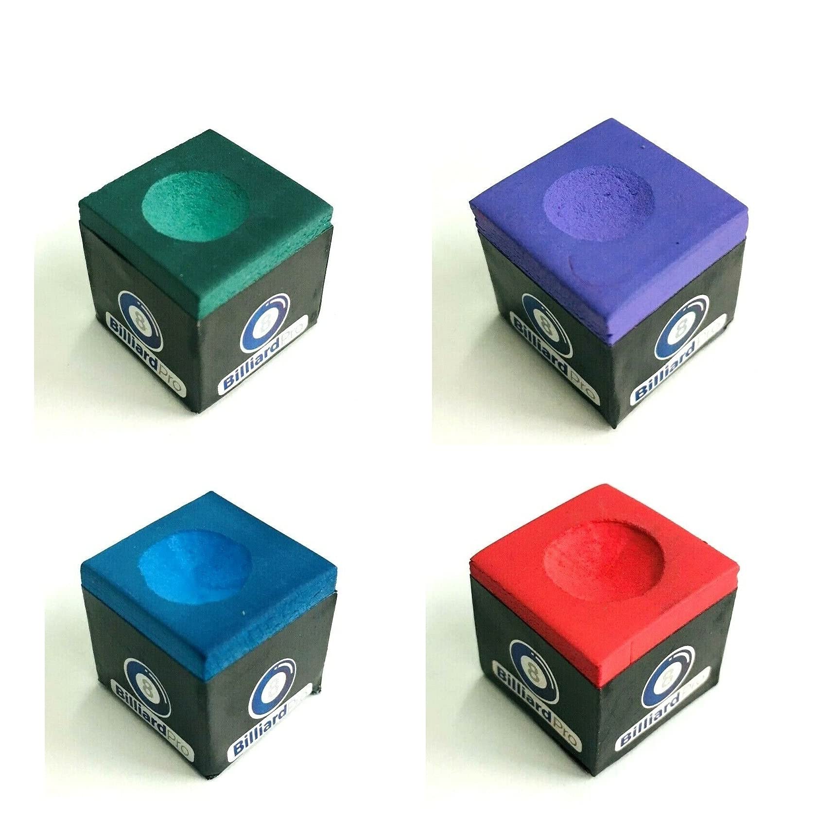4 PIECES of MIXED COLORS Snooker or Pool Cue Tips CHALKS GREEN BLUE RED PURPLE