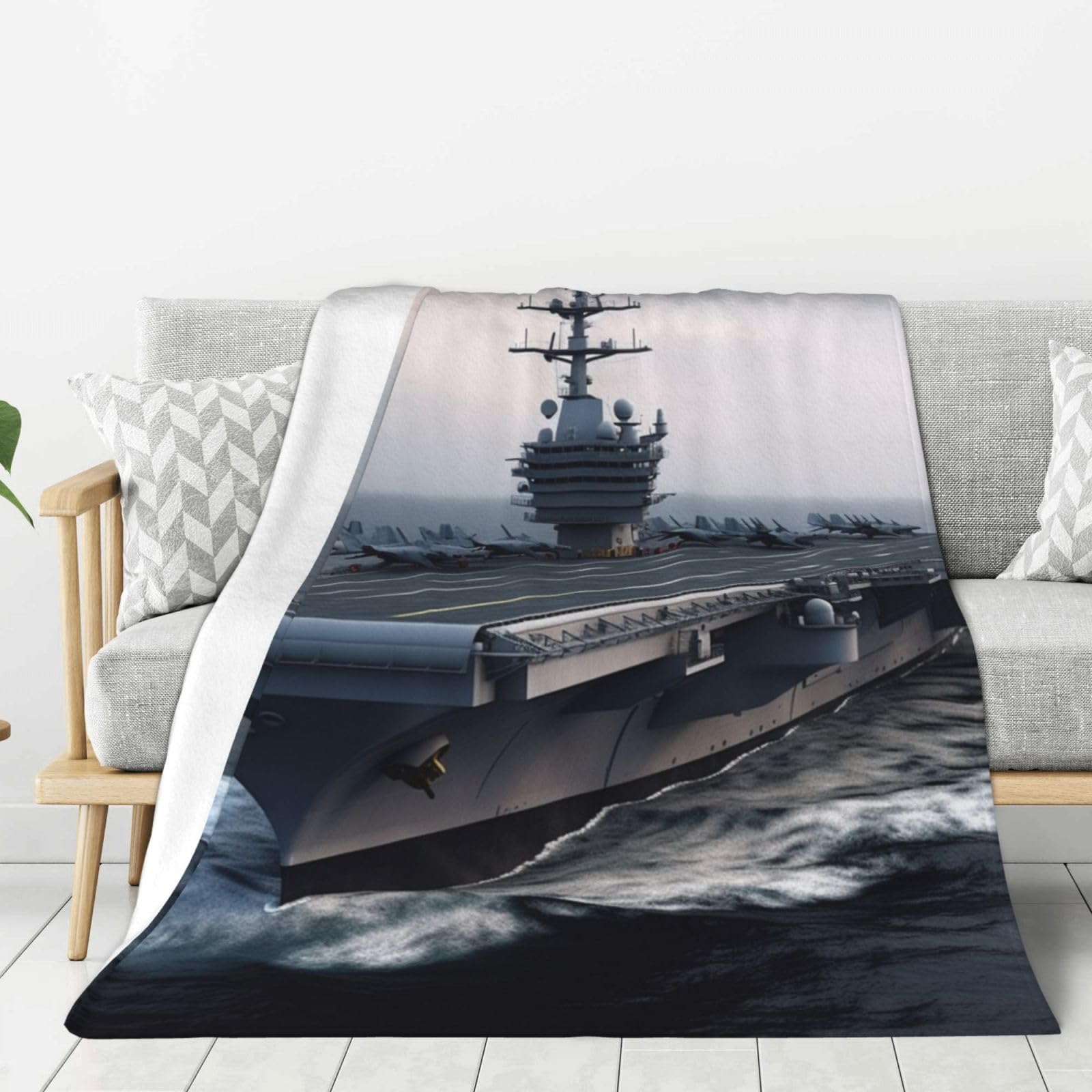 Couverture en flanelle porte-avions idée cadeau originale pour lit et canapé