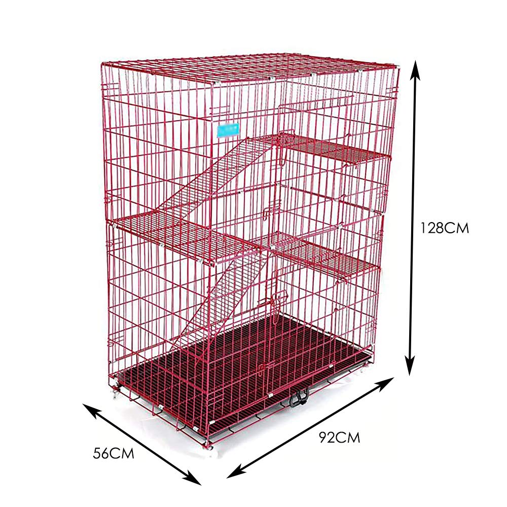 Apartamento para Gatos de Gran tamaño, casa para Mascotas de Cuatro Pisos, Jaula de Alambre Plegable Resistente y de Alta Gama para Gatos con Plataforma de Salto de Vario