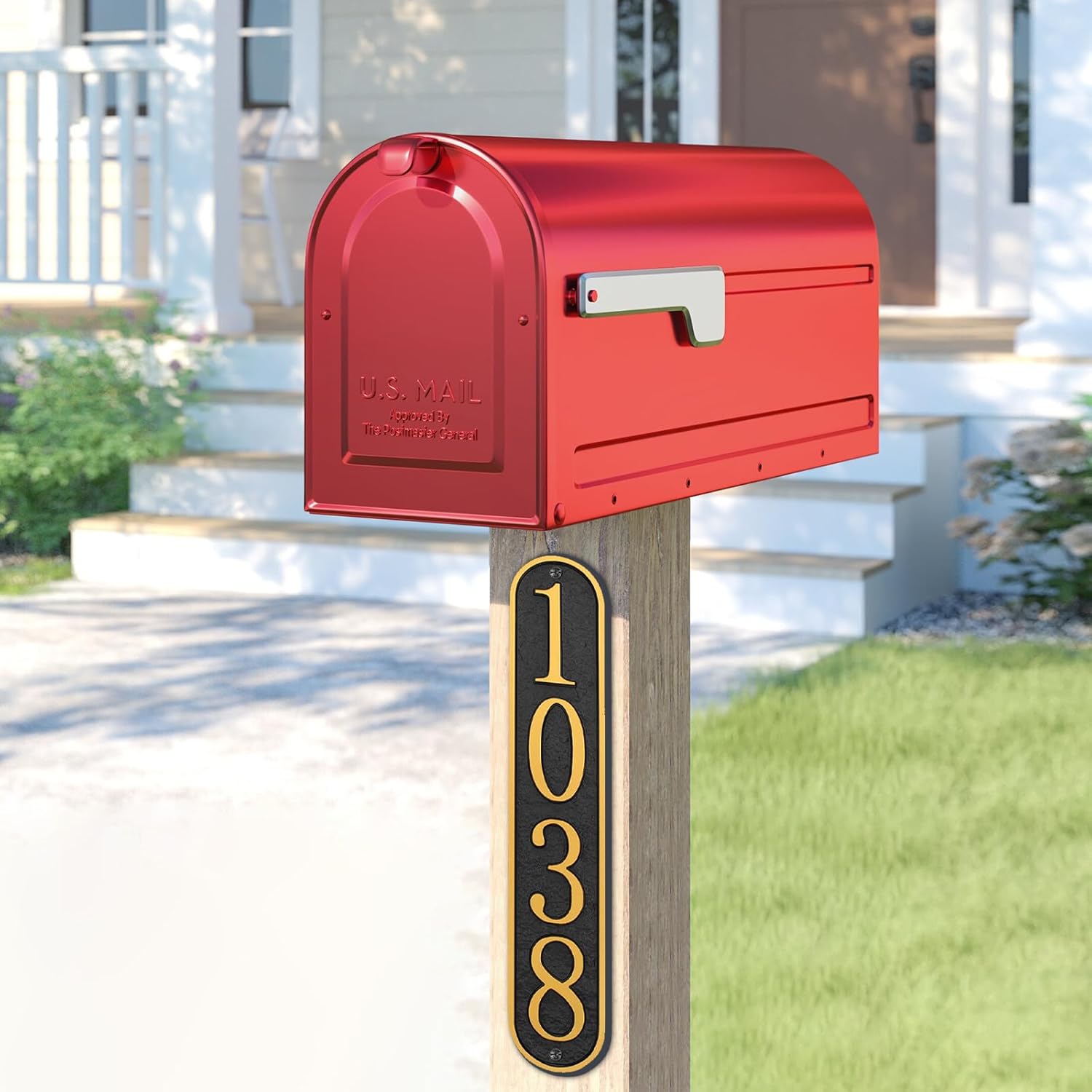 Custom Address Plaque Sign Clear Font - Vertical Address Numbers for House,House Numbers for Outside,UV Protection Metal Option Engraved 16.5 x 3 inch (Style 1)