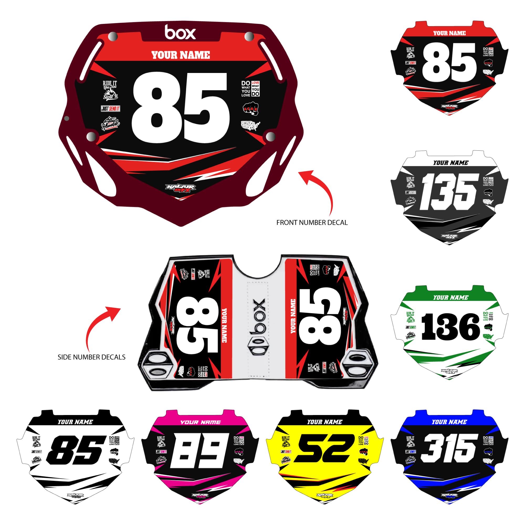 Amazon.com: Kalair GFX Custom BMX Box Two Number Plate Decals