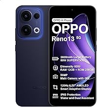 Sponsored You’re seeing this ad based on the product’s relevance to your search query.Learn more about this advertisement OPPO Reno13 5G 12+256GB, AI Smartphone Android Without Contract, Mobile Phone, Dimensity 8350 5G, 120Hz 6.59 Inch AMOLED Screen, 50MP AI Main Camera, SUPERVOOC 80W, 5600mAh Battery, IP69, 4K Video