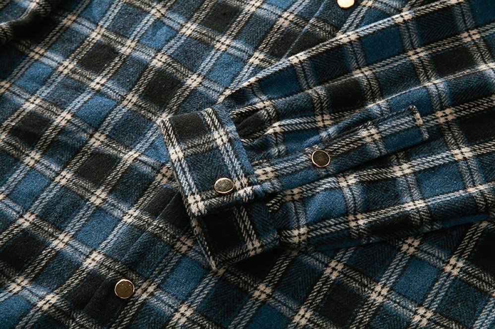 HGJH Hemdjacke Herren, Herren Langarm Flanellhemd Thermohemd Tibetisch Schwarz Orange Hemd Button-Down Baumwolle Großvaterhemd Bequemes Henry Hemd Lässiges Arbeitshemd Für Männer Jungen