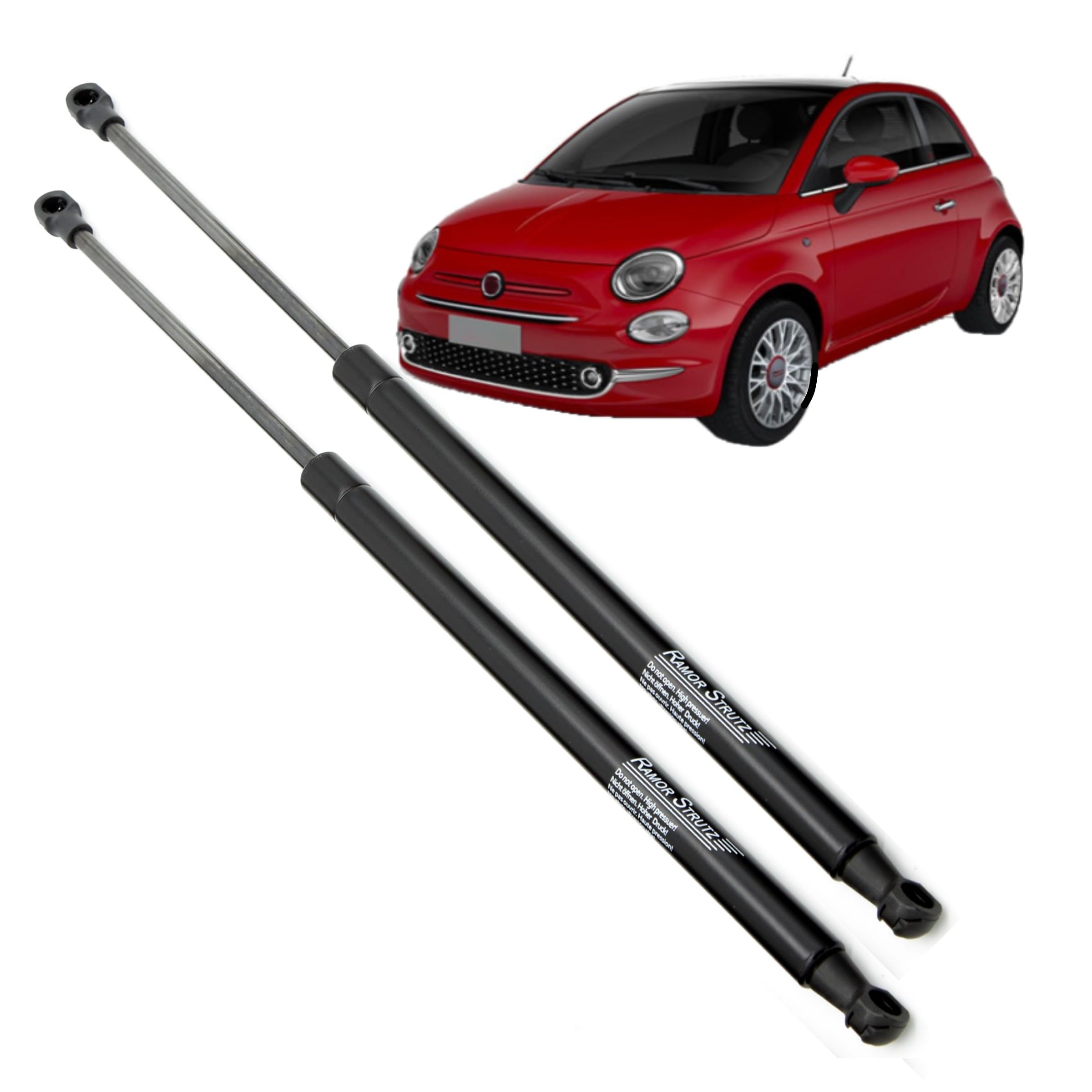 2x Molle a Gas Compatibile con Fiat 500 (312) 2007-2024. Ammortizzatore Pistoncini Cofano Posteriore Sostituzione per 51785412 e altri.