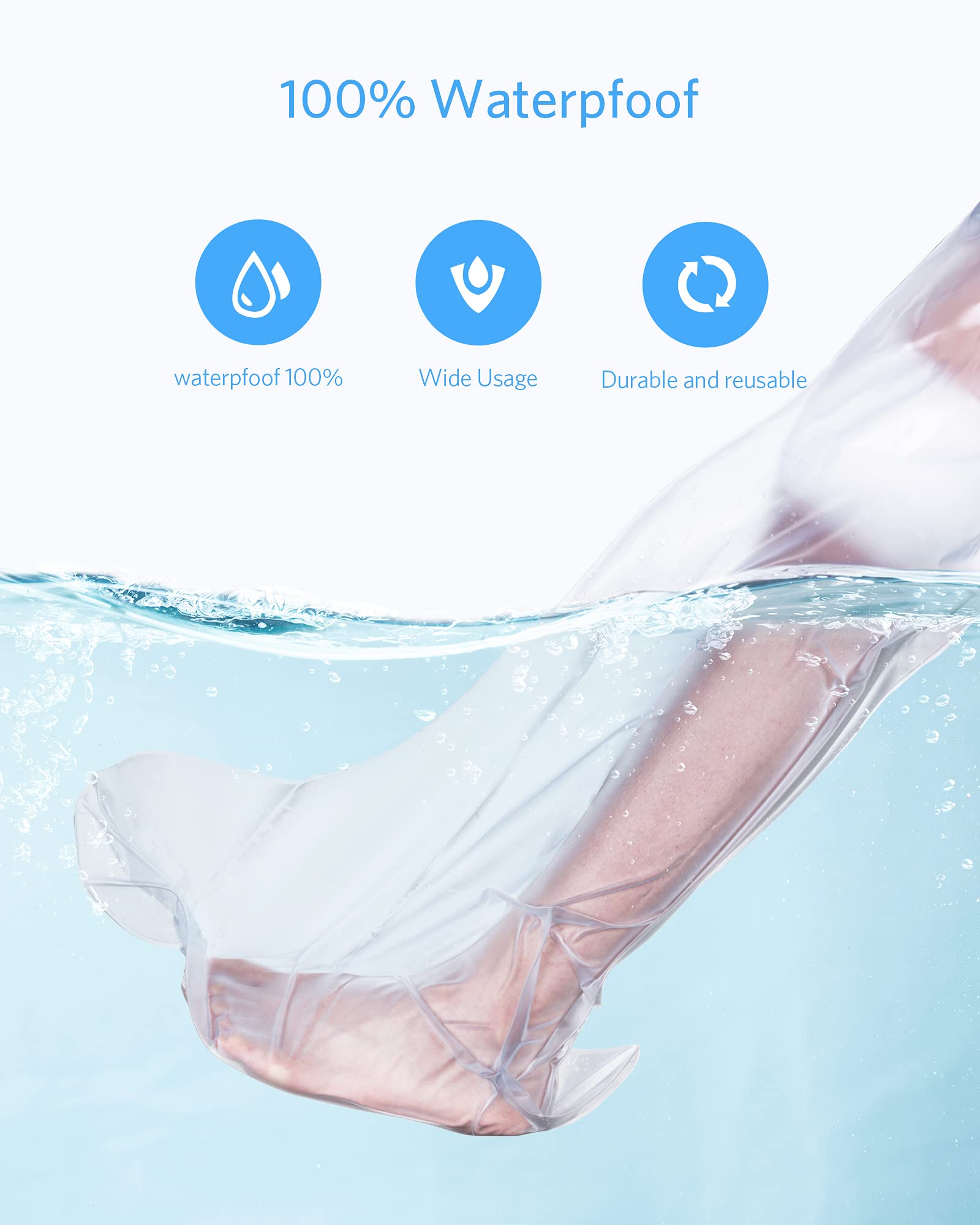 WINVROSE Adult Leg Cast Cover for Shower,Waterproof Cast Bag Bandage Wound Barrier Protector for Shower Bath Full Leg Watertight Protection Dry Bag for Broken Foot Ankle - Image 2