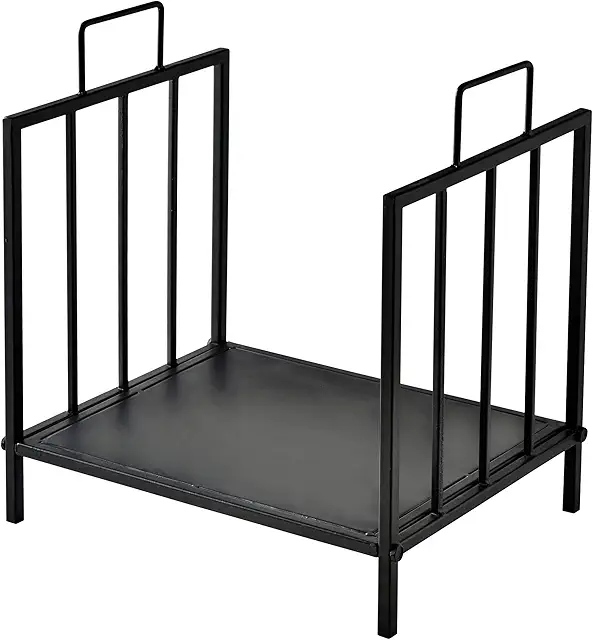 Leñero Estante para Leña Chimenea Interior Exterior Negro 44,5x33x46,5 cm