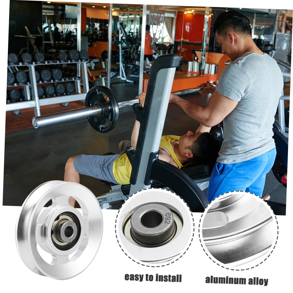 ibasenice 2 Poleas Resistentes al Desgaste para Equipo de Fitness de Aleación de Aluminio Compactas y Ligeras para Entrenamiento de Gimnasio