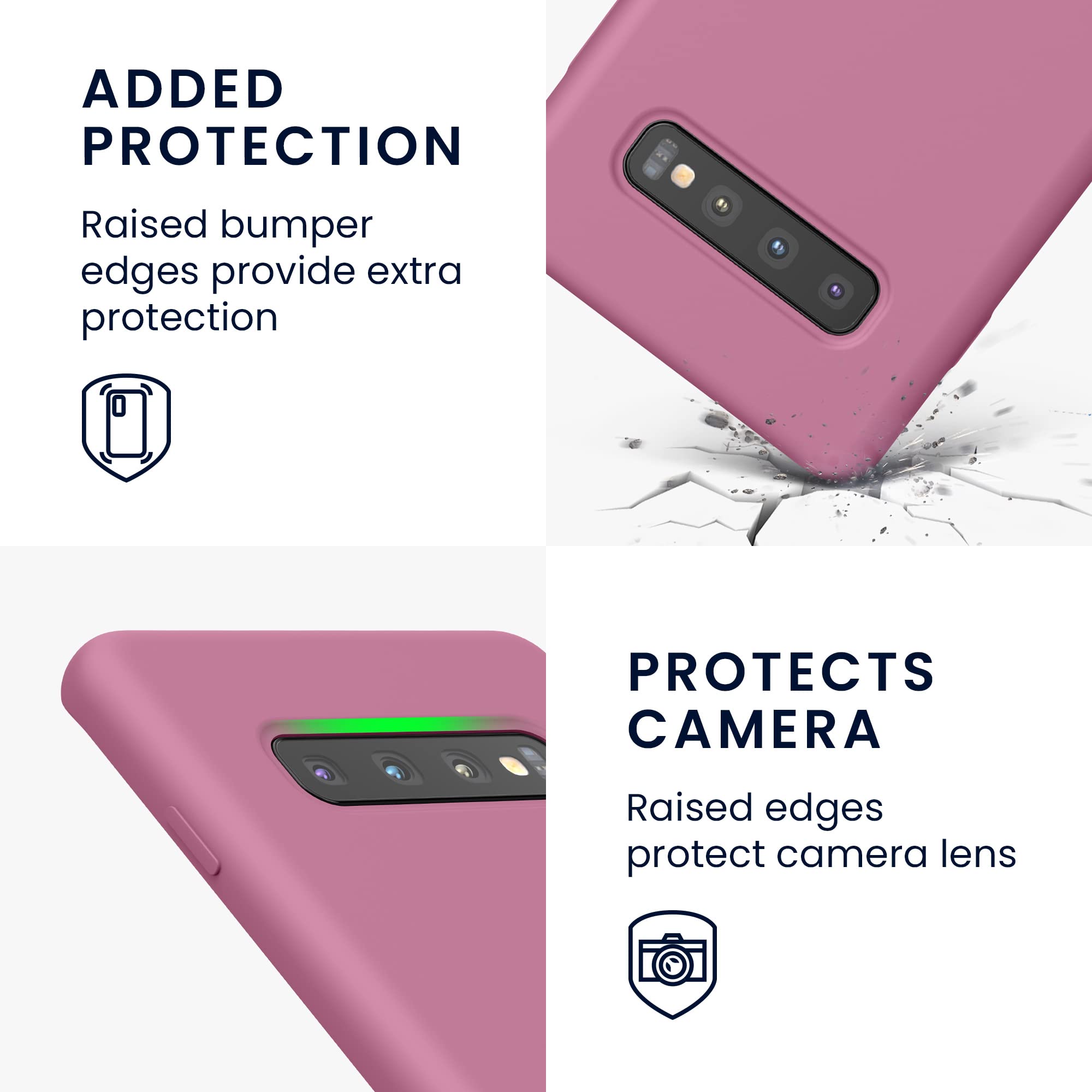kwmobile Case for Samsung Galaxy S10 Plus / S10+ Case - Soft Cover - Shockproof Silicone - Wireless Charging Dark Rose — view 3