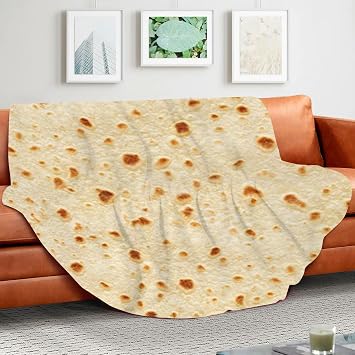 Tortilla Blanket, Burrito Blanket Adult and Kids, Funny Realistic Food Throw Blanket, Novelty Soft Flannel Blanket 90cm(36