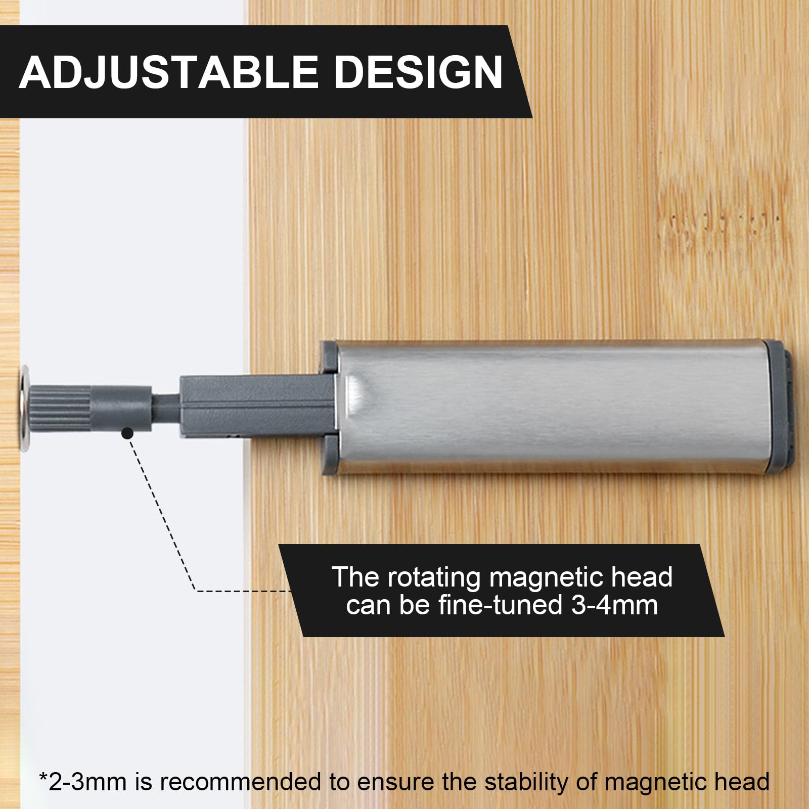 10 Pezzi Push Pull per Ante, Robusto Apertura a Pressione Push to Open Magnetic Chiavistello con Viti Chiusure, Chiusura Magnetica per Ante Cucina, Armadio, Cassetti, Senza Maniglia, Argento