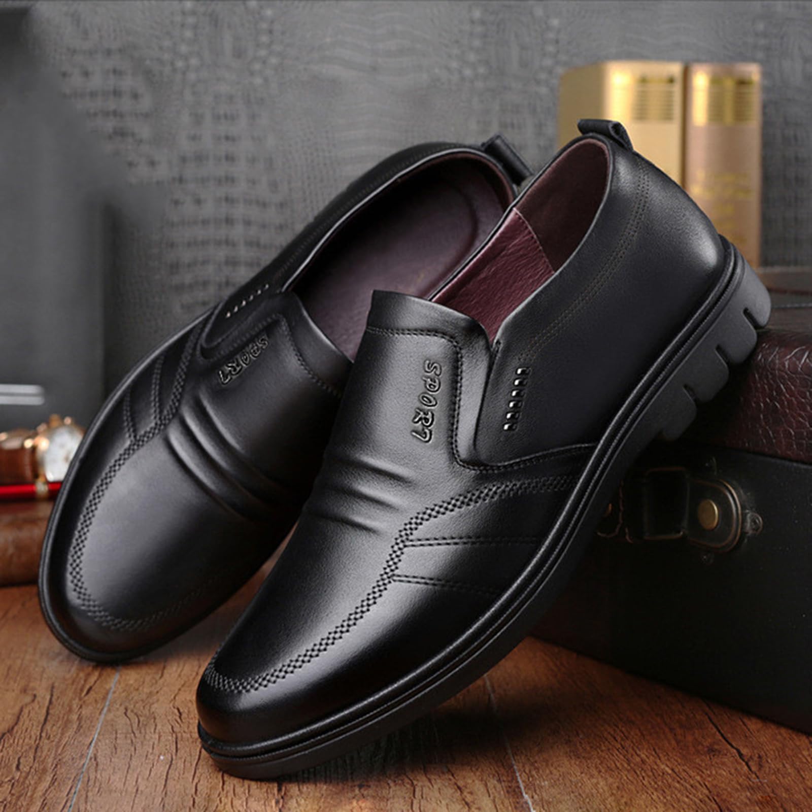 Homme Chaussure De Mariage,Chaussures Homme Cuir,Chaussure De Ville Homme Cuir,Conception à Enfiler Entretien Facile,Convient pour Les Affaires Et Le Travail,Marche,Bureau