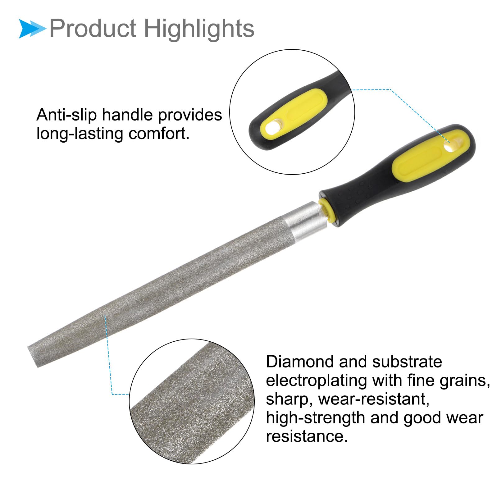 CoCud Diamond Coated Half Round File, 8 Inch 80 Grits, Diamond Hand Rasp with Non-Slip Handle - Image 4