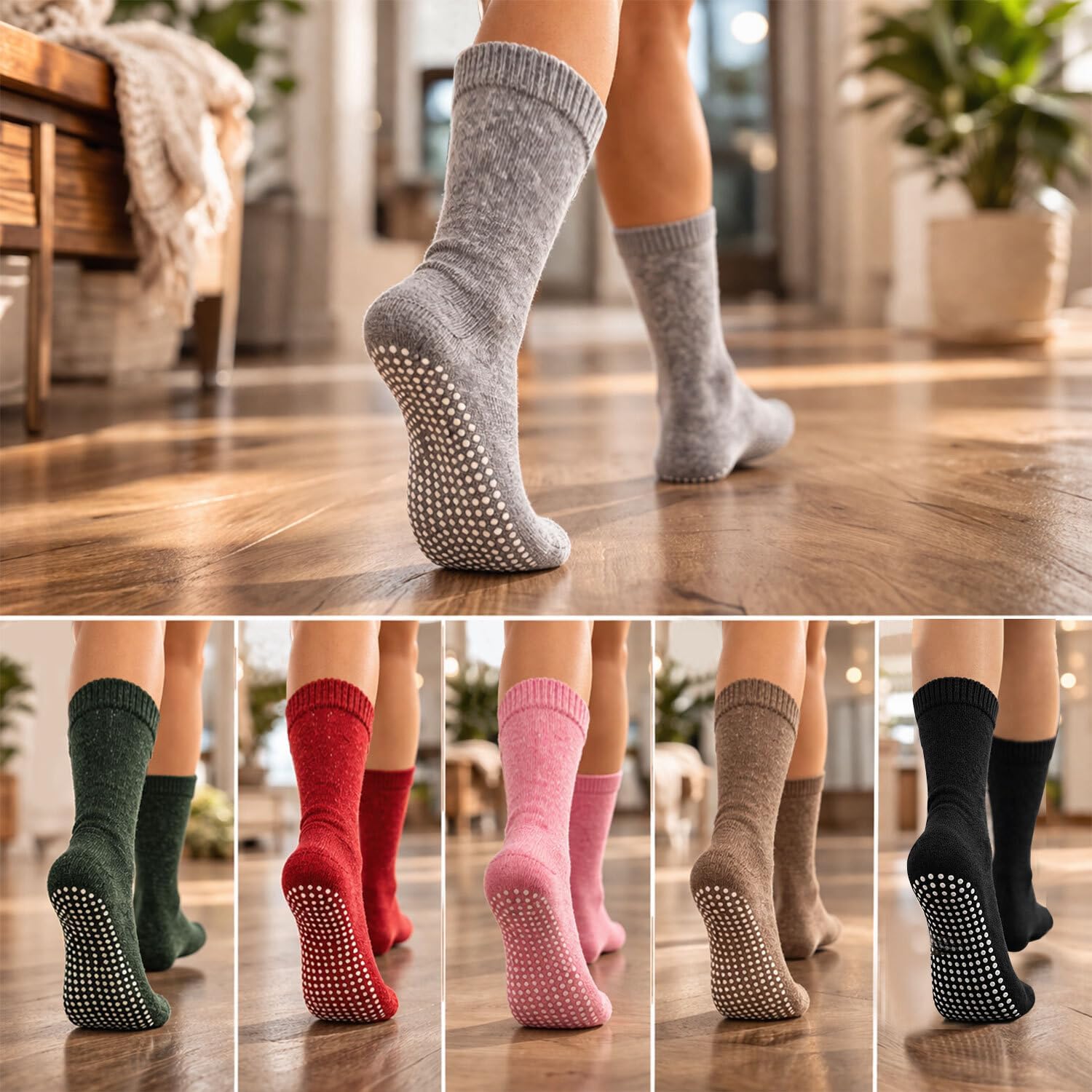Yacht & Smith Women's Gripper Tube Socks, Non Slip Grippy Socks, Colorful No Skid Sock Bulk