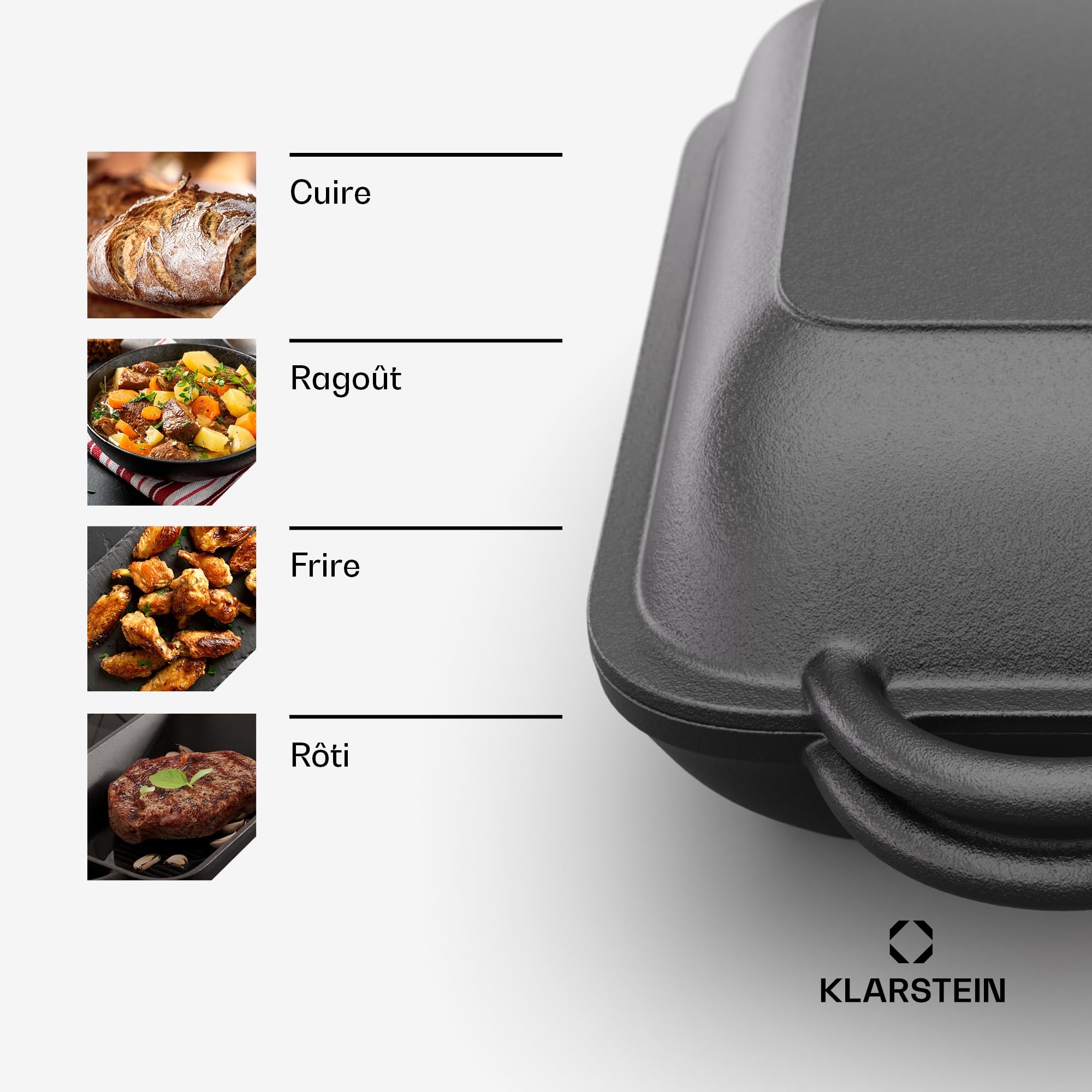 Four Hollandais en Fonte pour la Fabrication du Pain 2-en-1, Marmite et Moule à Pain pour la Cuisson à l'Intérieur et à l'Extérieur, Cloche à Pain en Fonte, Casserole avec Couvercle