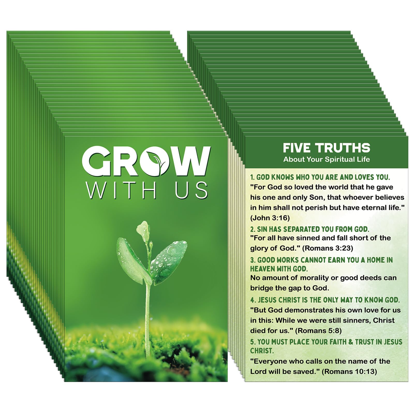 Noveread 200 Pcs Gospel Tract Card Salvation Cards Pocket Holy Postcard Prayer Postcards Christian Inspirational Bible Verses Bookmark for Christian Gift(Grow with Us)