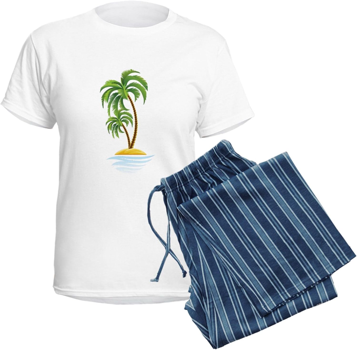CafePress Palm Tree Pajamas Women's Novelty Cotton Pajama Set, Comfortable PJ Sleepwear