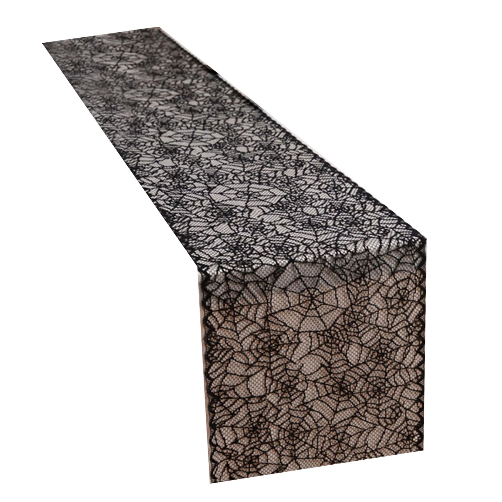 Elnwnnkc P Black Lace Halloween Tablecloth Olyester Arty Decor Easy Fold Wrinkle-Free Care Arty Table Decoration