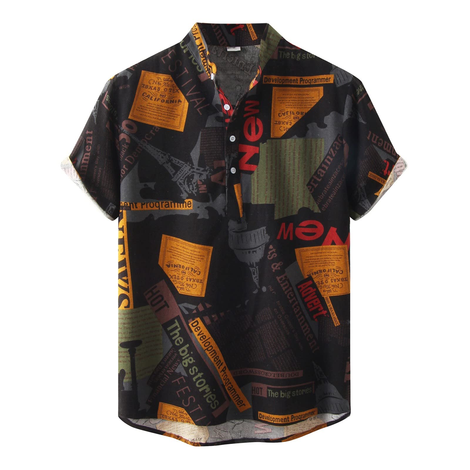 HUTcPNy Camisas Hawaianas Hombre Camisa Estampada Vintage Camisa de Hombre Camisa de Manga Corta Camisa Casual Camisa Estampada Camisa Estampada Hawaiana Camisa para Hombre