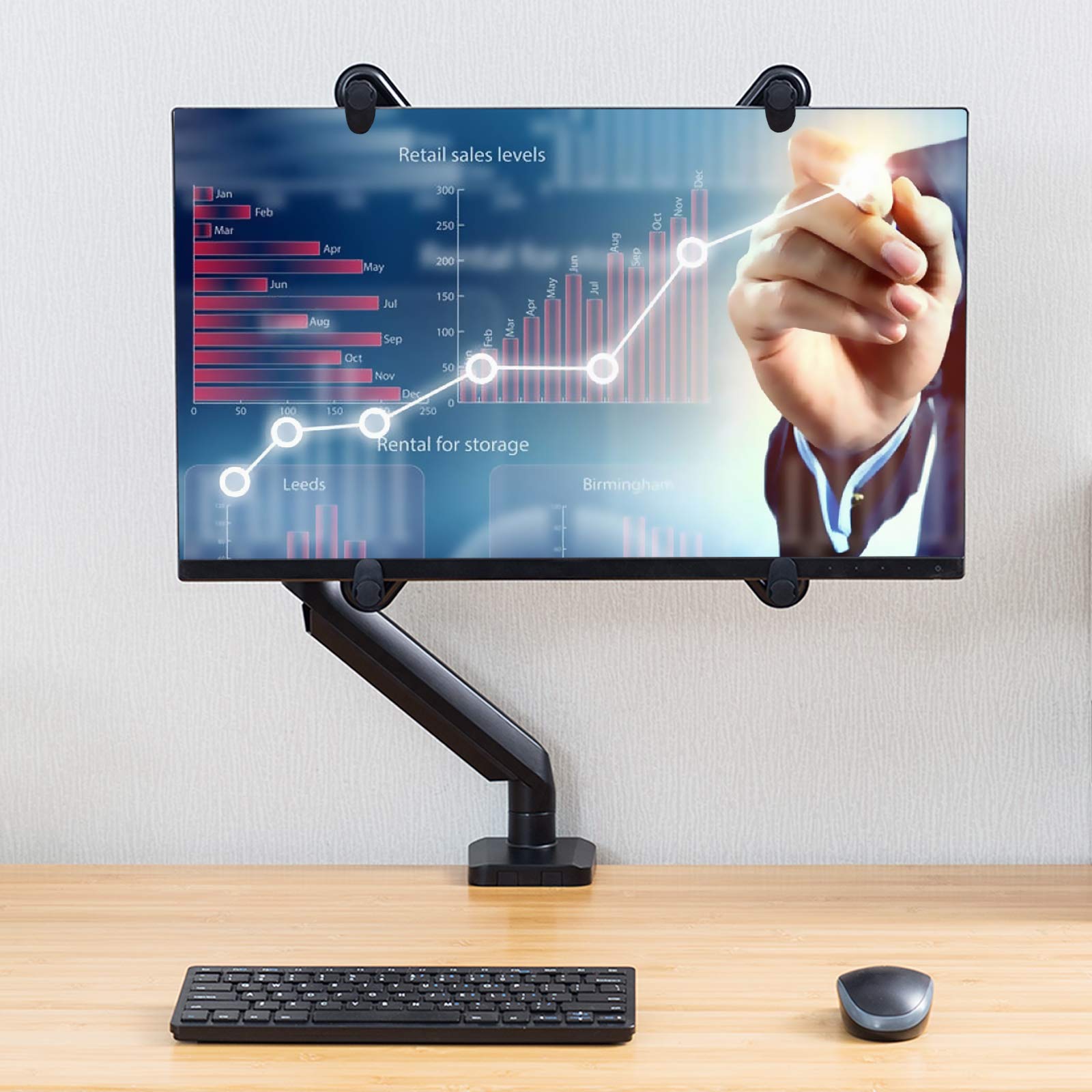 Suptek Single Monitor Arm, Enkele Monitorarm (80cm in Hoogte Verstelbaar) voor 13-27 inch LCD LED Schermen, VESA 75/100mm tot 10kg, Tilt 90 ° Draaien 360 °, Monitorbeugel Monitorarm Beugel - MD6821