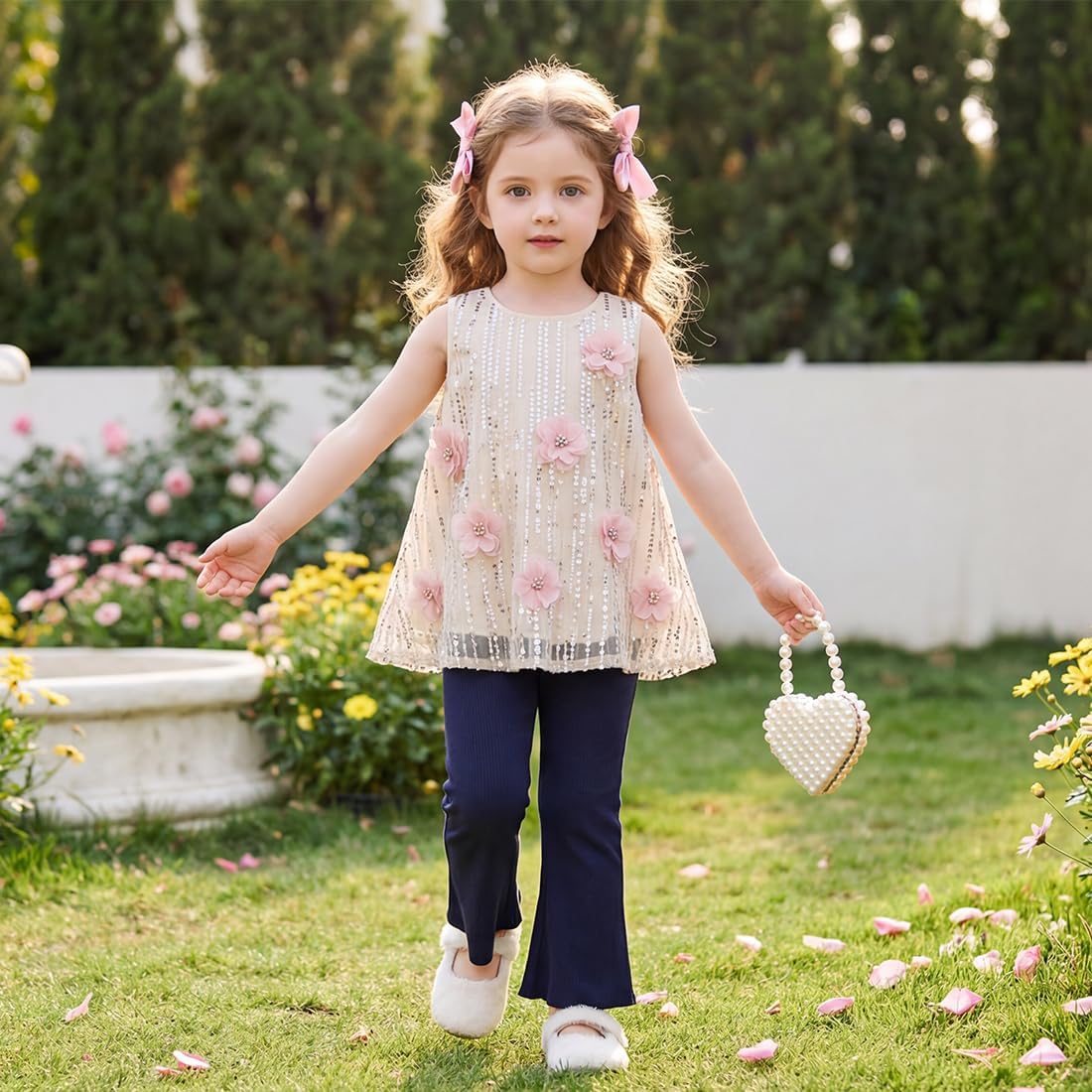 Baby Toddler Girl Flare Pants 4 Pack Toddler Bell Bottom Leggings Girls Soft Cotton Ribbed Ruffle Pants Clothes