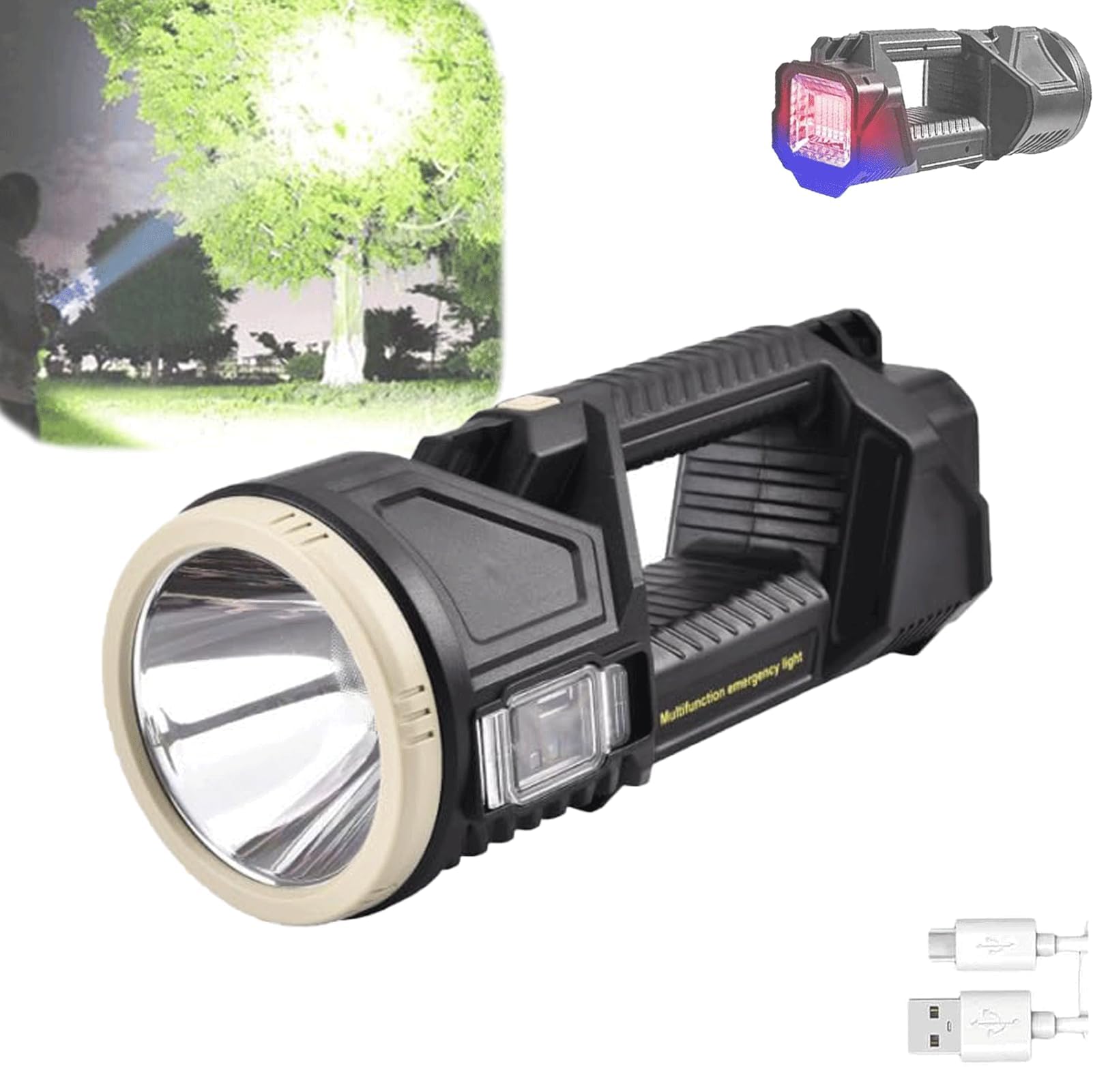 MIOKUKO New German 1000000 lumens Waterproof Spot Lights Handheld Large searchlight, Outdoor Searchlight, Super Bright Solar Spotlight Flashlight,