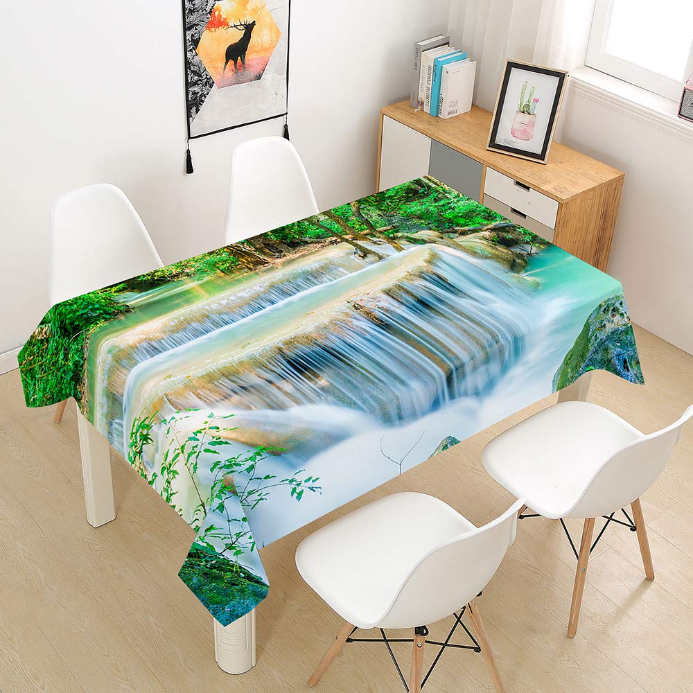 FANSU Tovaglia Idrorepellente, Rettangolare Impermeabile Antimacchia 3D Spazio Moderne Cucina Lavabile Copritavolo Quadrata Tavolo Panno per Sala da Pranzo Giardino (Luna,140x260cm