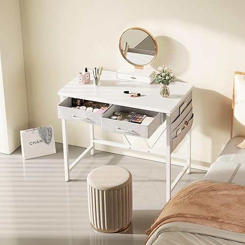 Miniatura 2 de Maihail Maihail - Escritorio pequeño con cajones, escritorio de computadora de 31.5 pulgadas con cajones, mesa de escritura para espacios pequeños,