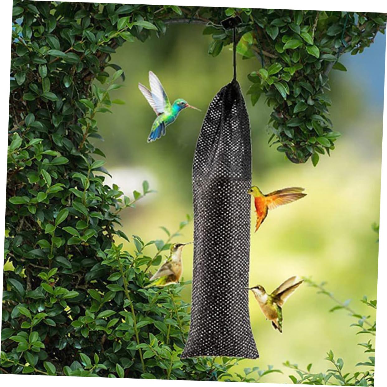 Sosoport 40pièces Alimentateurs Maille pour Oiseaux De Nourriture à Tirage Accessoire Pratique pour Oiseaux Jardin Noir