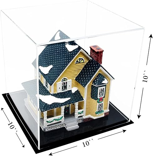 Vista 207 de Better Display Cases Versátil vitrina de acrílico transparente - Caja rectangular grande con base blanca 18" x 12" x 3" (BK09)